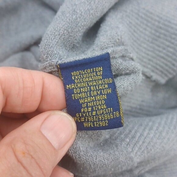 U.S. Polo Assn. Mens SZ L Grey Diamond Pattern V Neck Long Sleeve Sweater Preppy - Picture 5 of 6